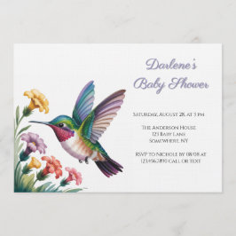 Invitación Whimsical Hummingbird Floral Baby Shower
