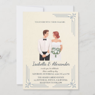 Invitación Whimsical Illustrated Couple Wedding Invitation