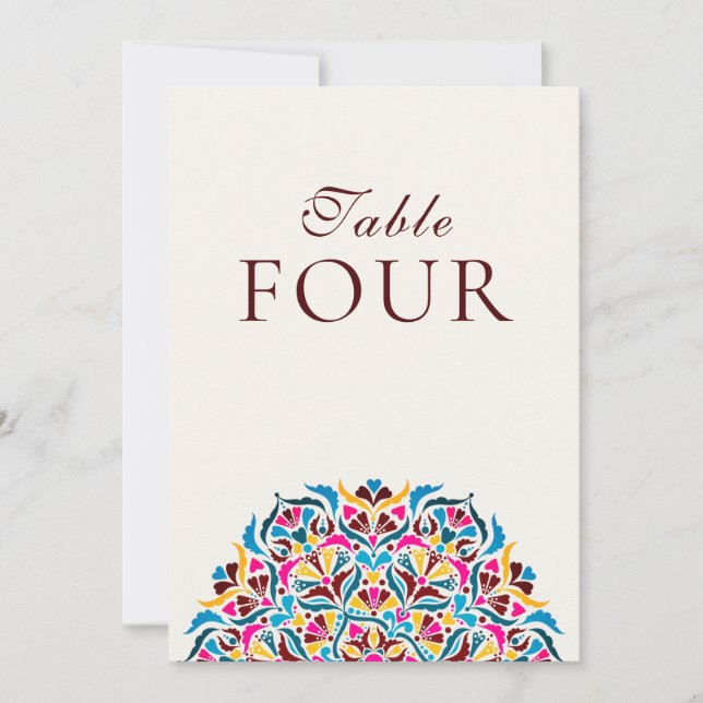 Invitación Whimsical Ivory Floral Border Wedding Table Number (Anverso)