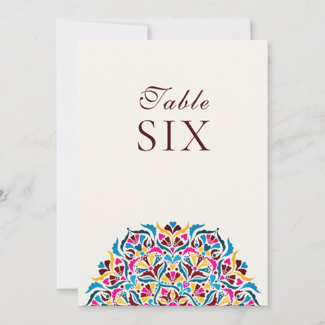 Invitación Whimsical Ivory Floral Border Wedding Table Number (Anverso)