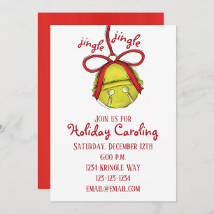 Invitación Whimsical Jingle Bells simple fiesta festiva