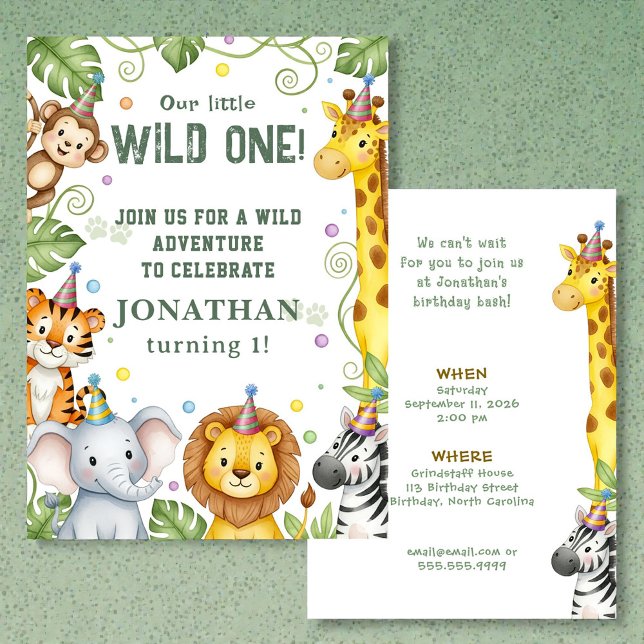 Invitación Whimsical Jungle Safari Animal Birthday Invitation (Subido por el creador)