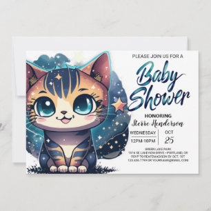 Invitación Whimsical Kitty Editable Baby Shower