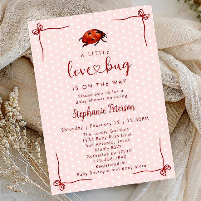 Invitación Whimsical Ladybug Little Love Bug Girl Baby Shower (Subido por el creador)