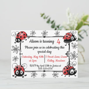 Invitación Whimsical Ladybugs Cumpleaños