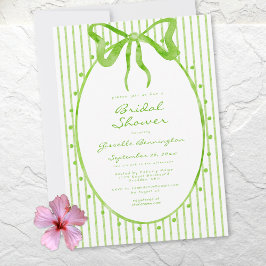 Invitación Whimsical Lime Watercolor Bow Stripe Bridal Shower