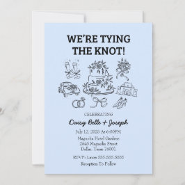 Invitación Whimsical Line Art Wedding Blue Invitation