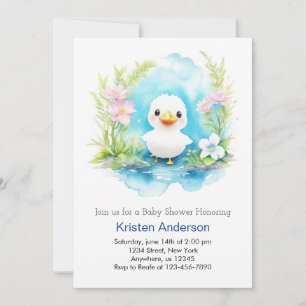 Invitación Whimsical Little Duck Boy Baby Shower