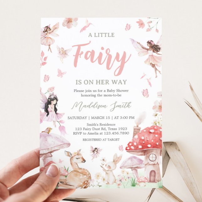 Invitación Whimsical Little Fairy Baby Shower (Little Fairy Whimsical Baby Shower Invitation)
