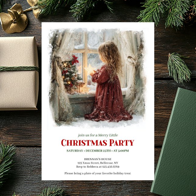Invitación Whimsical little girl holding shining star digital (Whimsical little girl holding shining star digital invitation

)