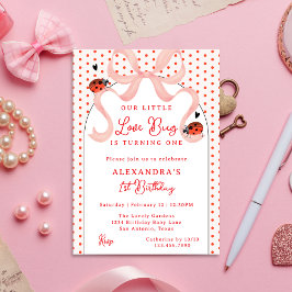 Invitación Whimsical Little Love Bug Ladybug 1st Birthday