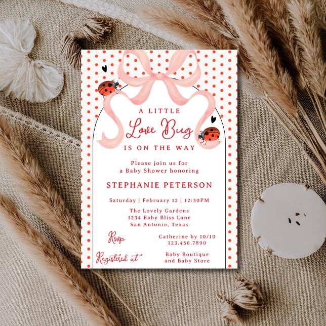Invitación Whimsical Little Love Bug Ladybug Girl Baby Shower (Subido por el creador)