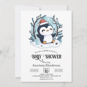 Invitación Whimsical Little Penguin Baby Shower