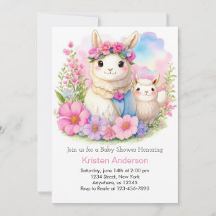 Invitación Whimsical Llama Chica Baby Shower