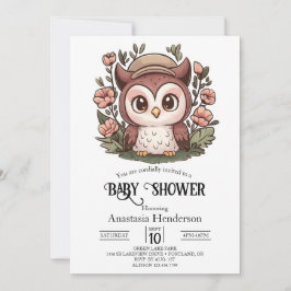 Invitación Whimsical Lovely Owl Baby Shower
