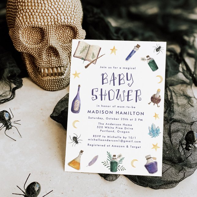 Invitación Whimsical Magic Potions Halloween Baby Shower (Subido por el creador)