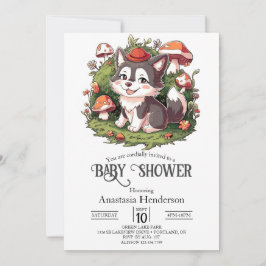 Invitación Whimsical Magical Wolf Baby Shower Digital