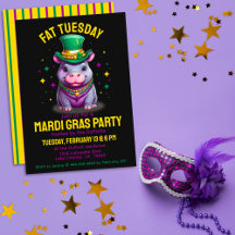 Whimsical Mardi Gras Grasa Martes Hippo con cuenta