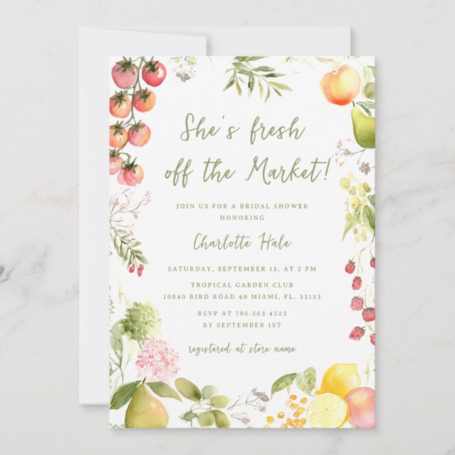 Invitación Whimsical Market Farmers Bridal Shower  (Anverso)