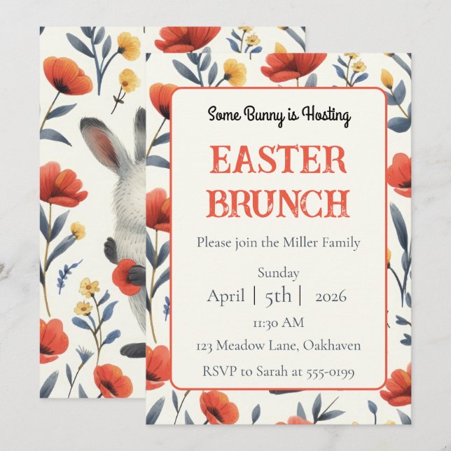 Invitación Whimsical Meadow Personalized Easter Brunch (Anverso / Reverso)