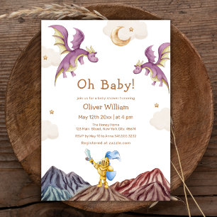 Invitación Whimsical Medieval Fairytale Dragon Baby Shower