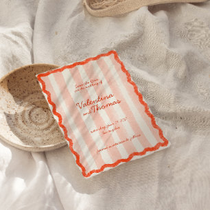 Invitación Whimsical Moderno Boda Rosa y Roja salva la fecha