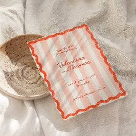 Invitación Whimsical Moderno Boda Rosa y Roja salva la fecha