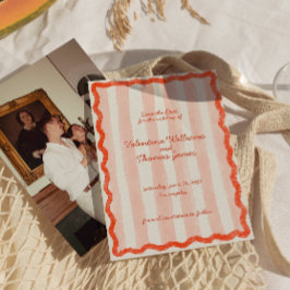 Invitación Whimsical Moderno Boda Rosa y Roja salva la fecha