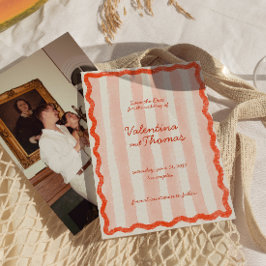 Invitación Whimsical Moderno Boda Rosa y Roja salva la fecha