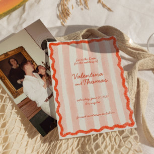 Invitación Whimsical Moderno Boda Rosa y Roja salva la fecha