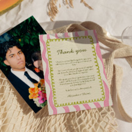 Invitación Whimsical Moderno Rosa y Boda Verde Gracias