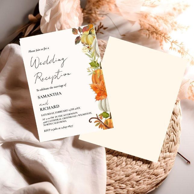 Invitación Whimsical MonogramaRecepción de bodas de calabaza (Subido por el creador)