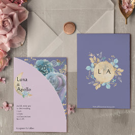 Invitación Whimsical Moon Purple Boda