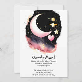 Invitación Whimsical Moon & Stars Watercolor Baby Shower