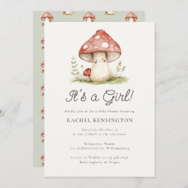Invitación Whimsical Mushroom It's a Chica Baby Shower