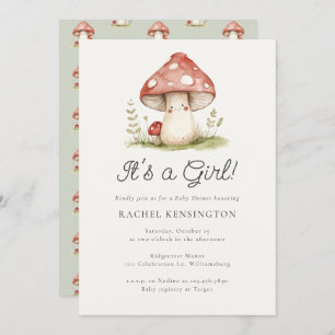 Invitación Whimsical Mushroom It's a Chica Baby Shower