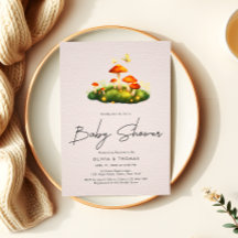 Whimsical Mushroom Woodland Script Baby Shower