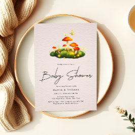 Invitación Whimsical Mushroom Woodland Script Baby Shower