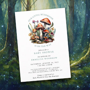 Invitación Whimsical Mushrooms Woodland Baby Shower