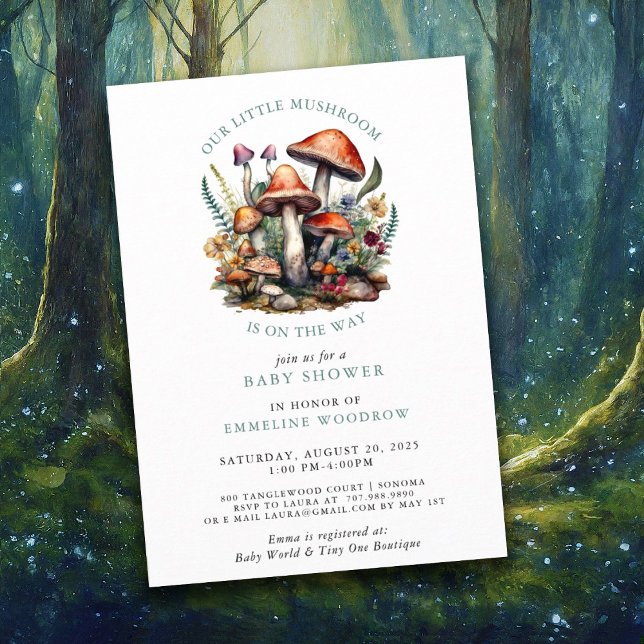 Invitación Whimsical Mushrooms Woodland Baby Shower (Subido por el creador)