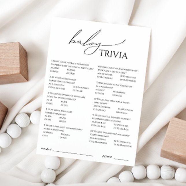 Invitación Whimsical Neutral Baby Shower Trivia Card (Subido por el creador)