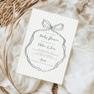Invitación Whimsical Neutral Bow Baby Shower