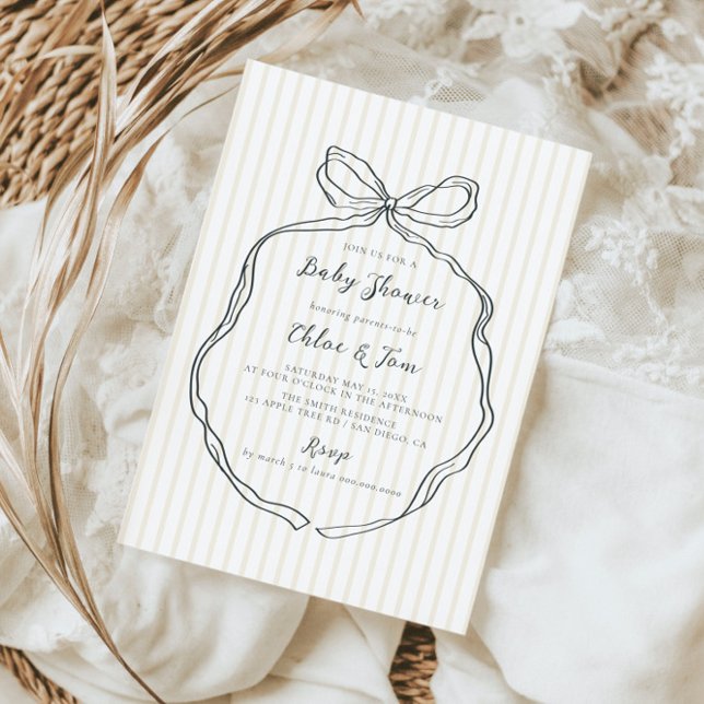 Invitación Whimsical Neutral Bow Baby Shower (Subido por el creador)