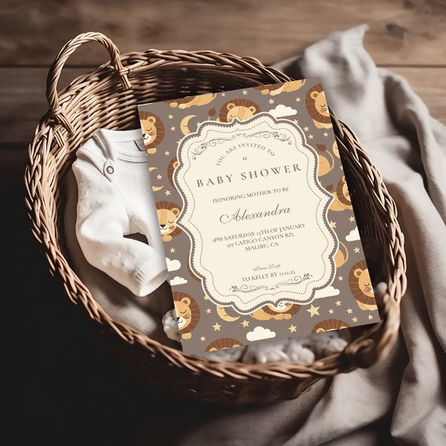 Invitación Whimsical Neutral Safari Lion Baby Shower (Subido por el creador)