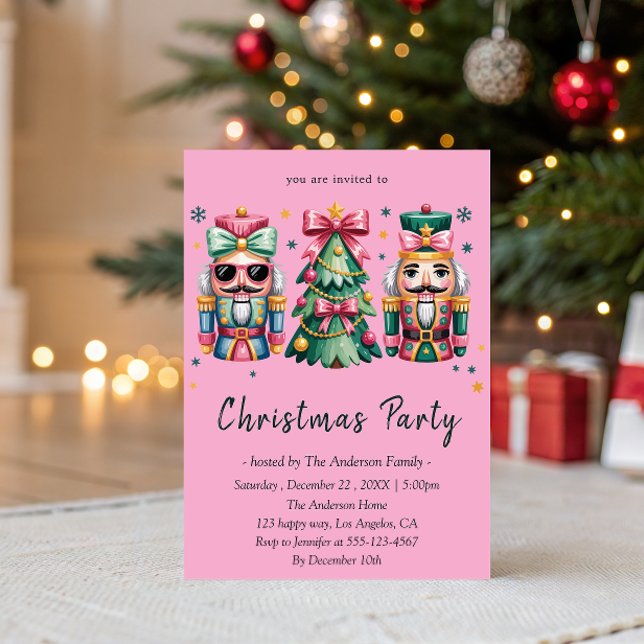 Invitación Whimsical Nutcracker& Christmas Tree Holiday Party (Subido por el creador)