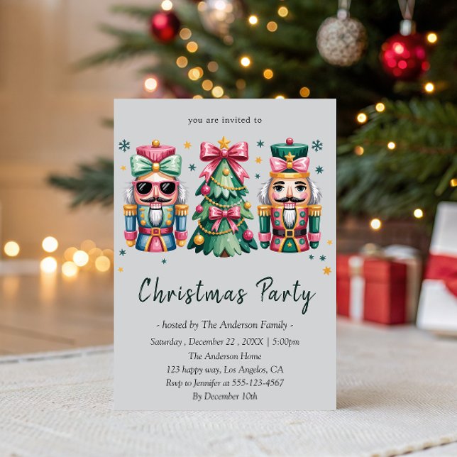 Invitación Whimsical Nutcracker& Christmas Tree Holiday Party (Subido por el creador)