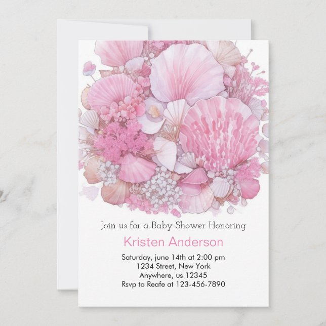Invitación Whimsical Ocean Beachcomber Chica Baby Shower (Anverso)