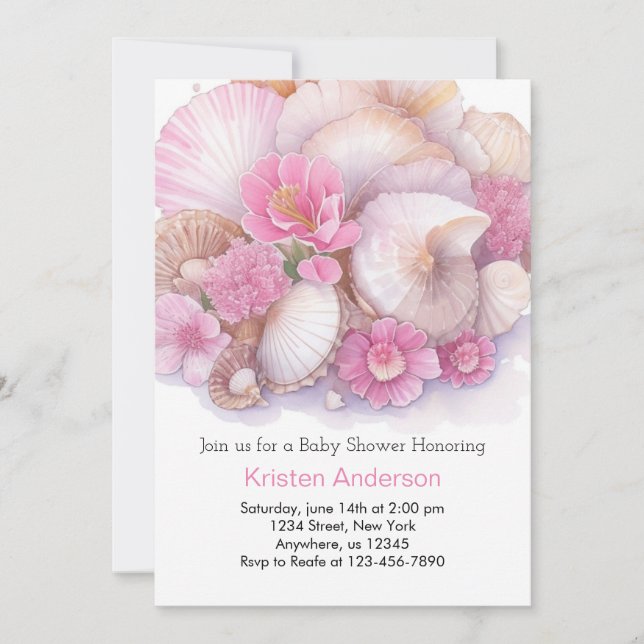 Invitación Whimsical Ocean Boho Bliss Chica Baby Shower (Anverso)