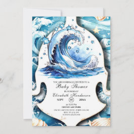 Invitación Whimsical Ocean Waves Baby Shower
