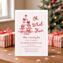 Invitación Whimsical Oh What Fun Girl 1st Birthday Party
